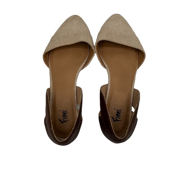 Fioni Brown And Tan Canvas Pointed Toe Flats Size 7 1/2 Women's - Picture 5 of 9
